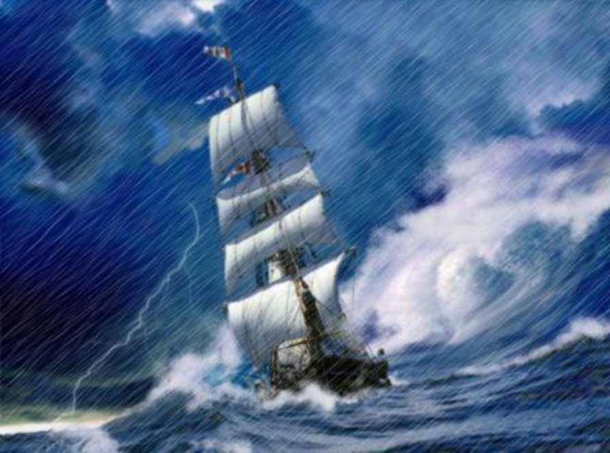 Море шторм корабль