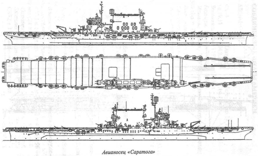 USS Lexington CV-2 чертеж