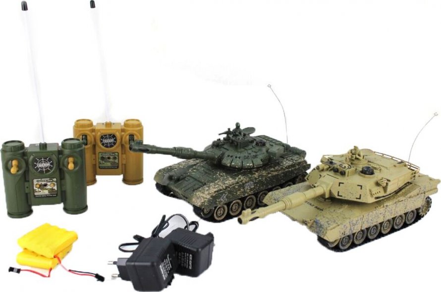 870165 Танковый бой р/у 1/24 т-90 (Россия) - Abrams m1a2 (США), аккум.