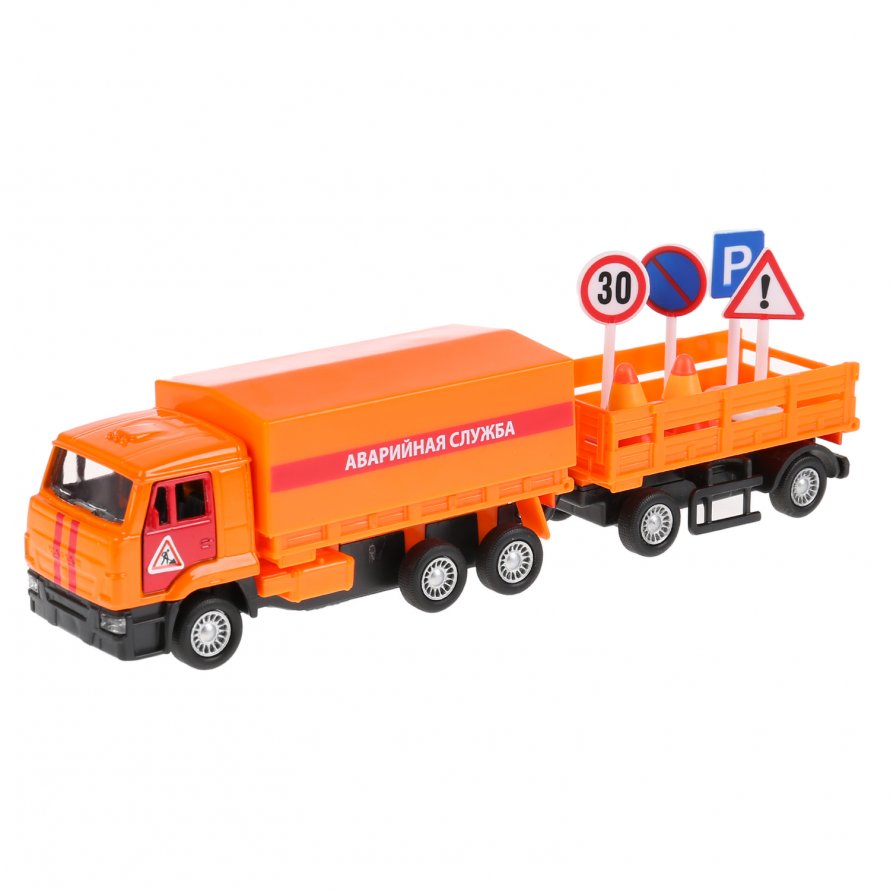 Грузовик Технопарк КАМАЗ С краном + прицеп (SB-17-83wb) 8.5 см