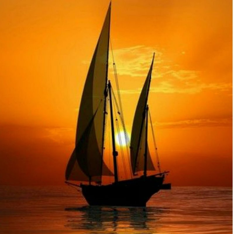 Море закат корабль