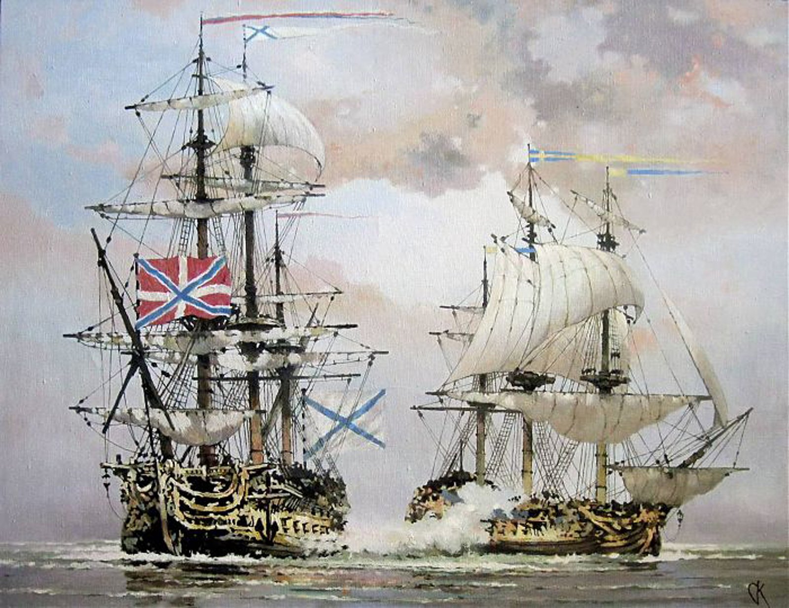 Шведская эскадра. Три святителя линейный корабль, 1838.