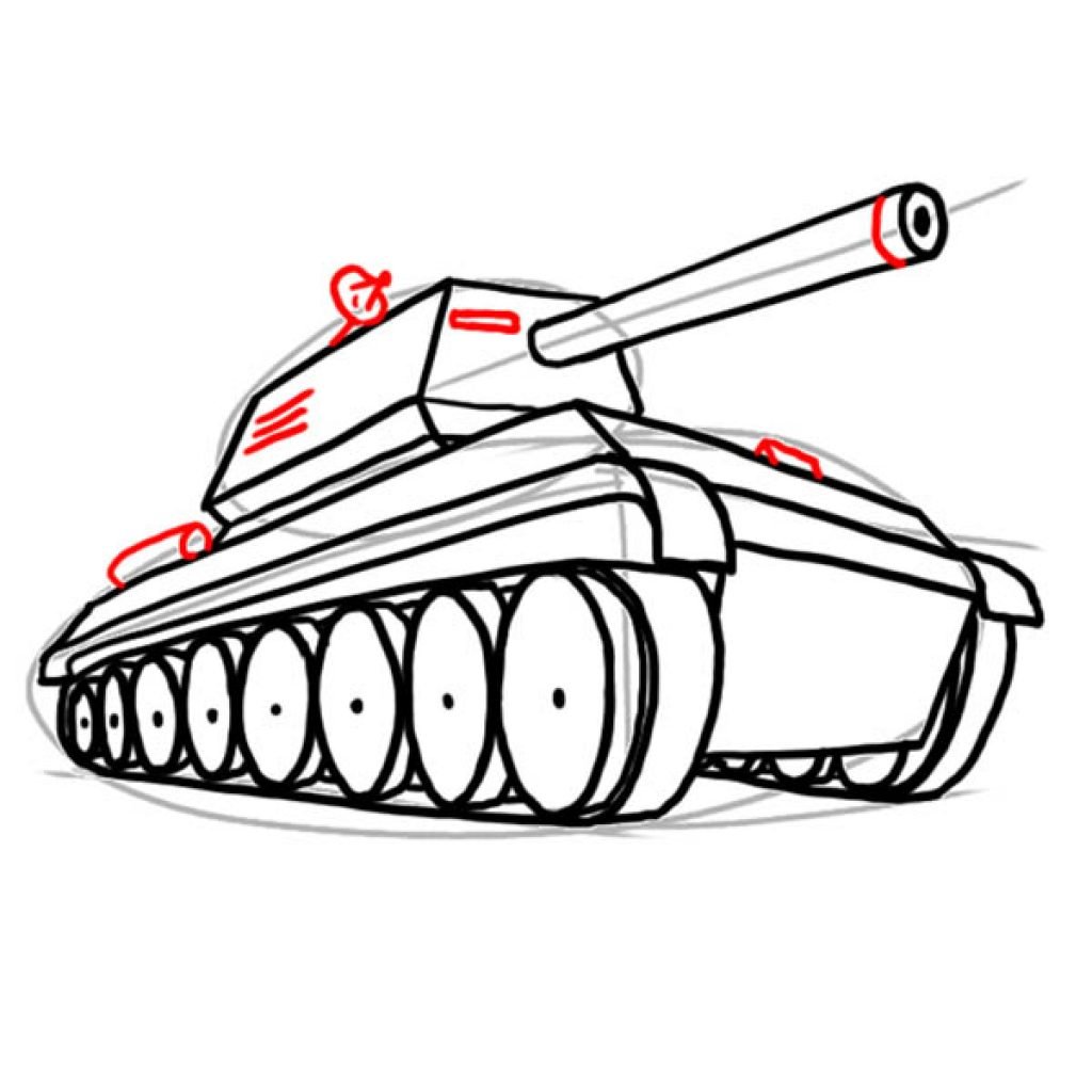 Как нарисовать танк , периди