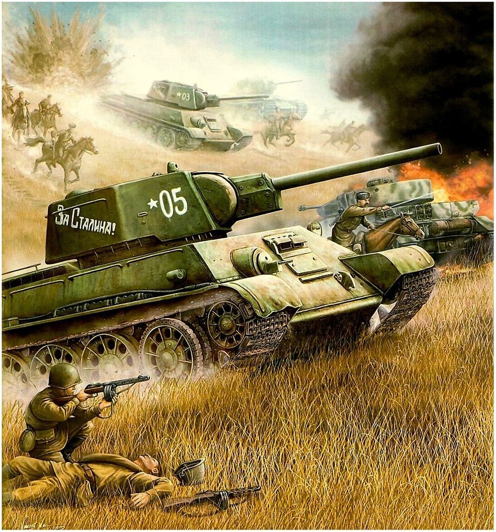Танк т-34 в атаке