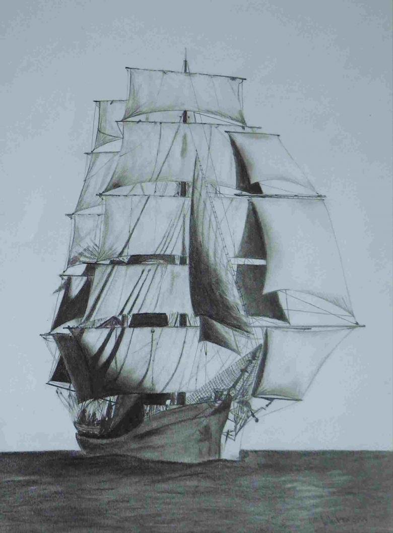 Корабль рисунок карандашом