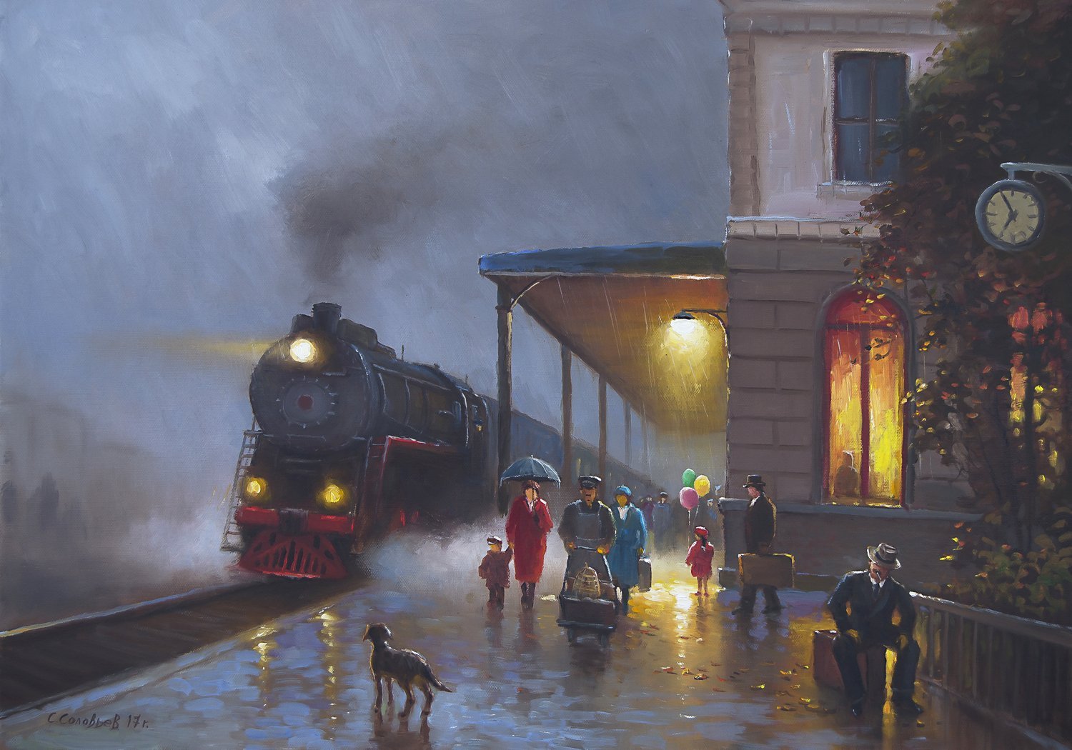 Поезд придет во время. , David Tutwiler поезда в живописи.