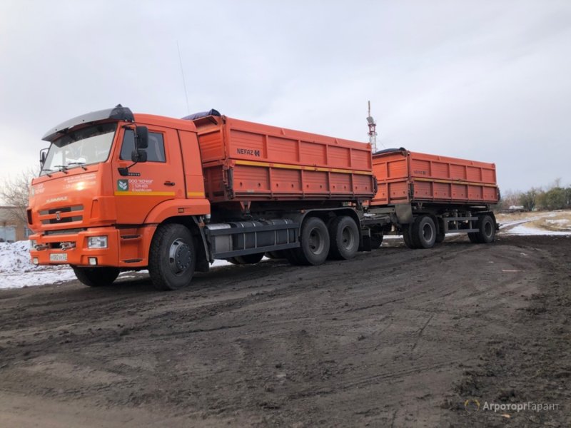 КАМАЗ 53215 зерновоз с прицепом оранжевый
