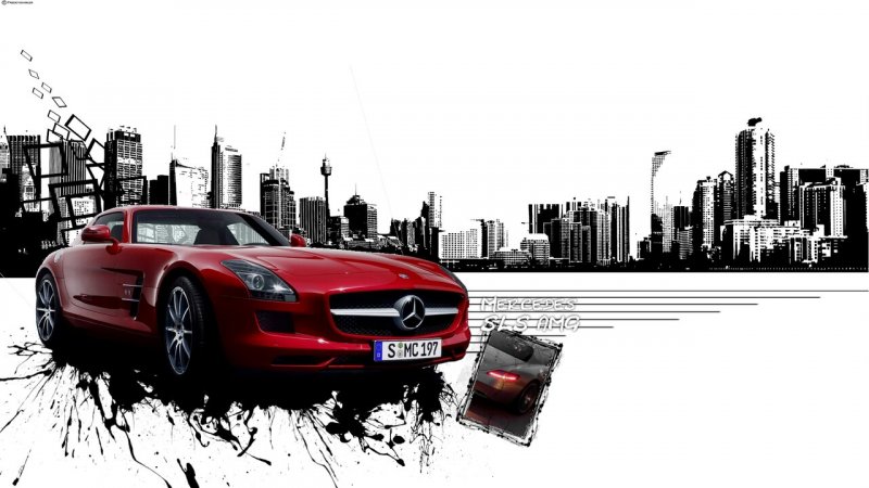 Автомобиль на фоне города