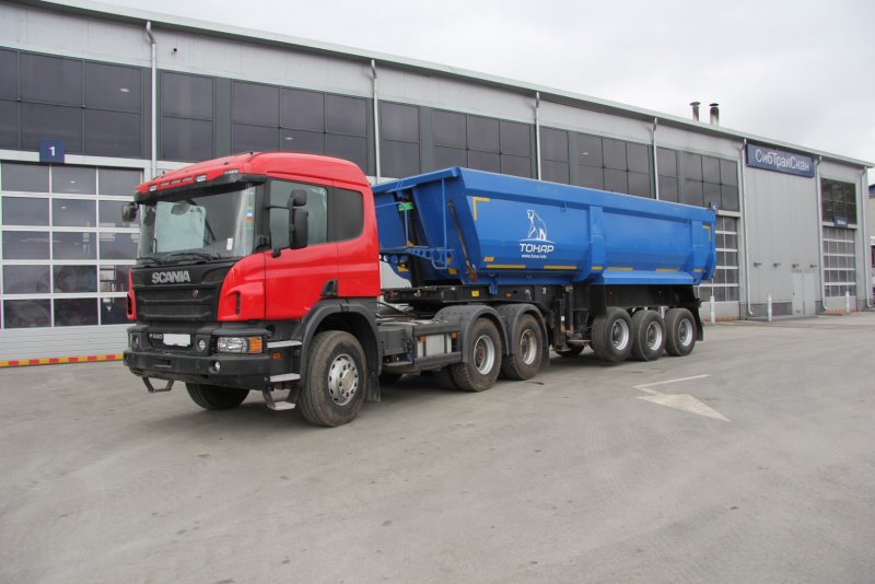 Скания p440 с самосвальным полуприцепом