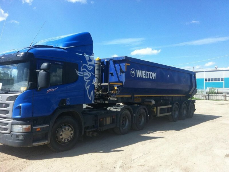 Скания p440 с самосвальным полуприцепом