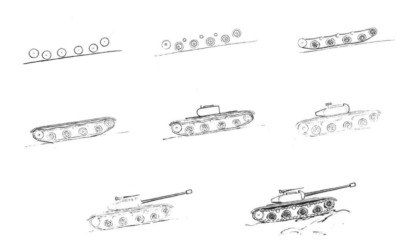 Т34 танк рисунок пошагово