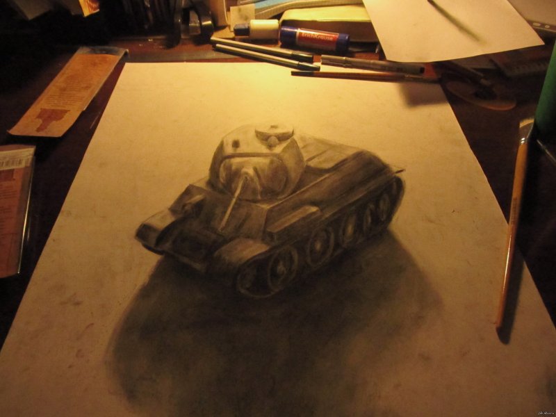 3д рисунок танка