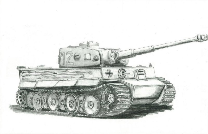 Танк тигр 2 рисунок