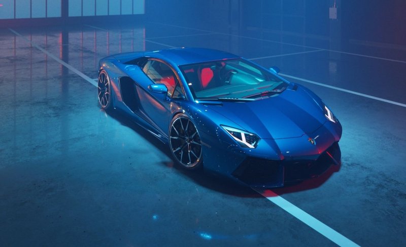 Lamborghini Aventador Blue 4k