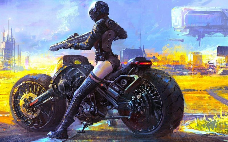 Cyberpunk Art мотоцикл