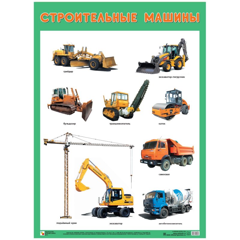 Строительные машины названия