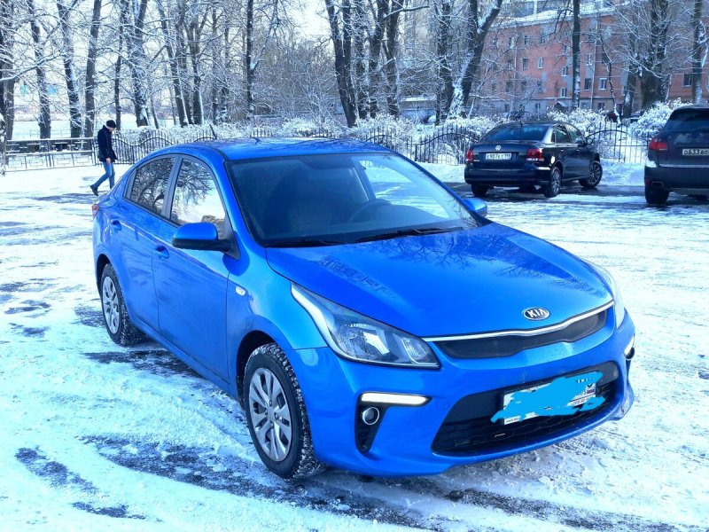 Киа Рио седан 2018 голубая