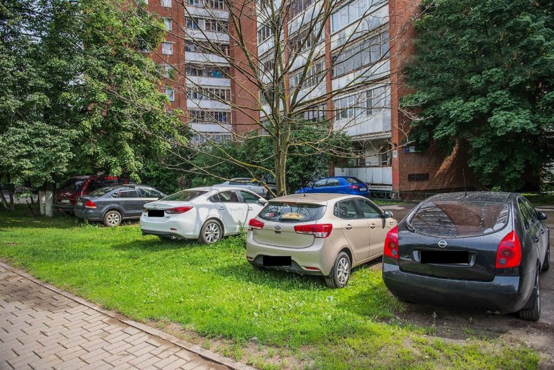 Припарковался на газоне