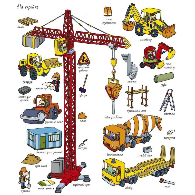 Строительная техника картинки для детей с названиями