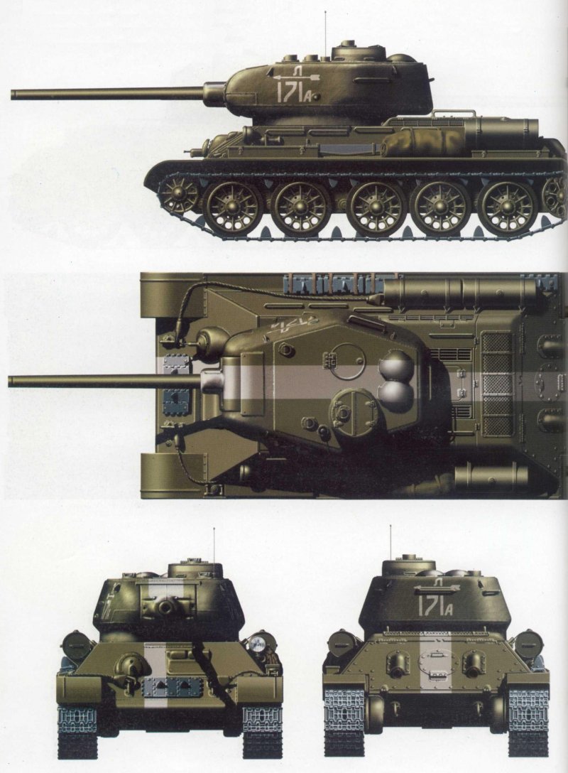 Вид т-34-85 спереди, сбоку