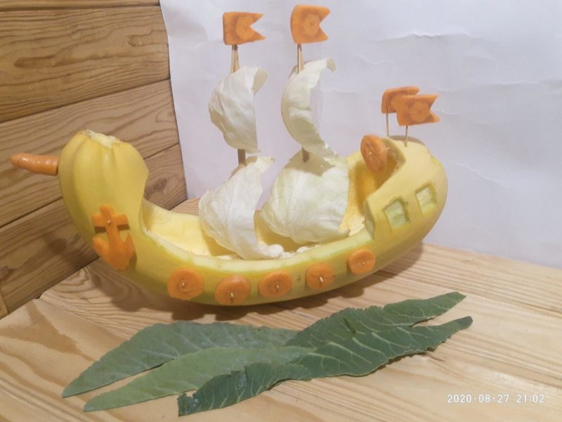 Кораблик из овощей для детского сада