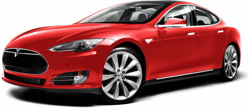 Красная белая Tesla model 3