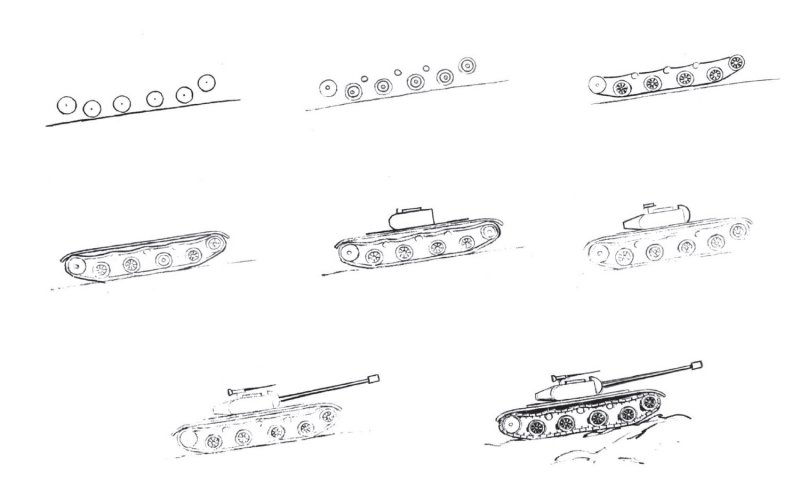 Т34 танк рисунок пошагово