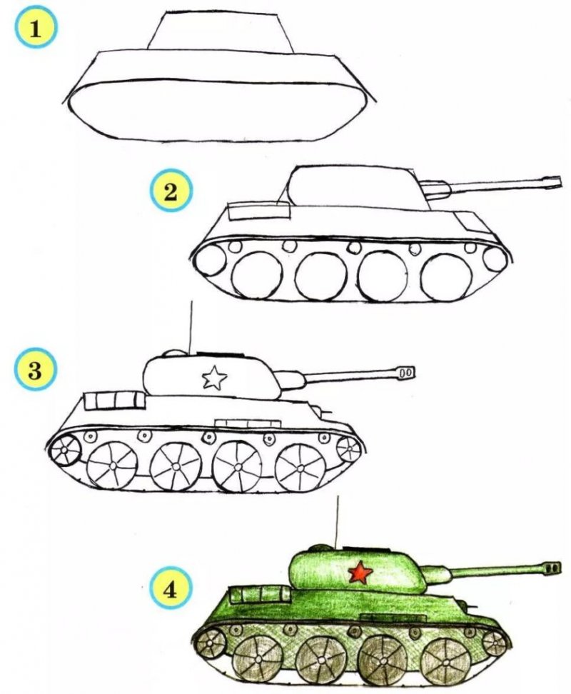 Рисование танка для дошкольников
