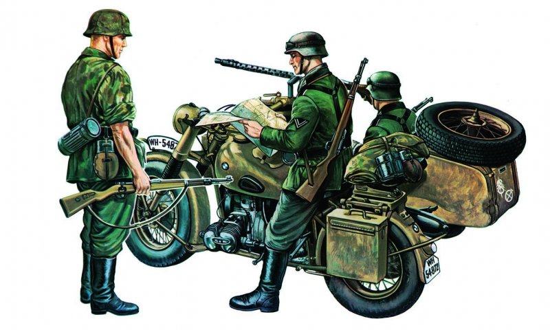0315 Italeri 1/35 мотоцикл BMW r75 with Sidecar
