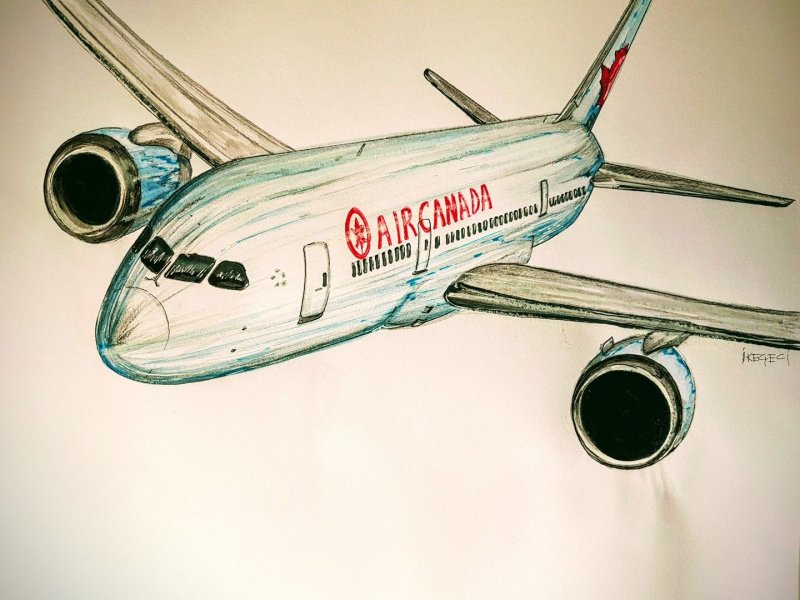 Набросок самолёта карандашом
