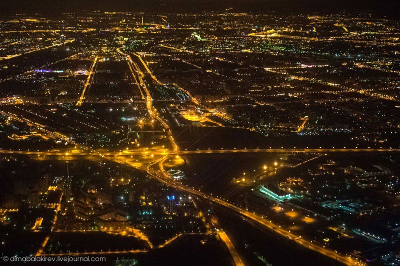 Санкт Петербург ночной из самолета