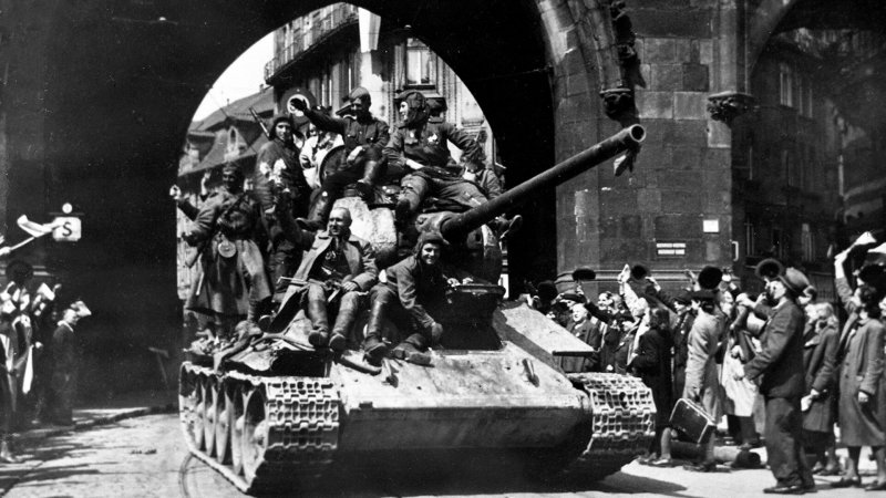 Конев в Праге 1945