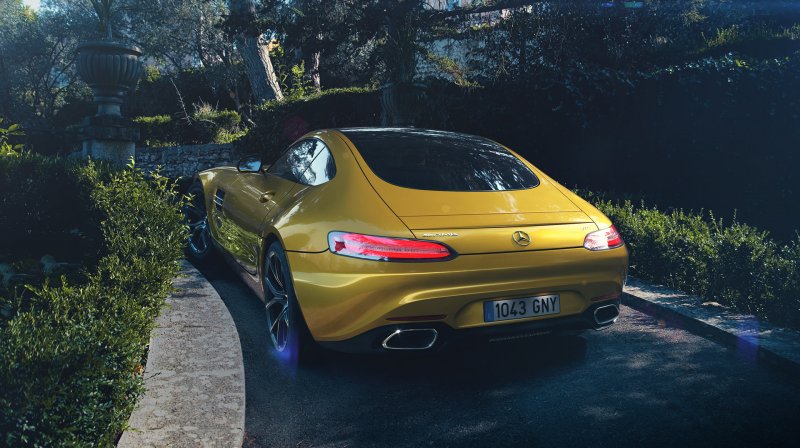 Mercedes AMG gt Yellow 4k