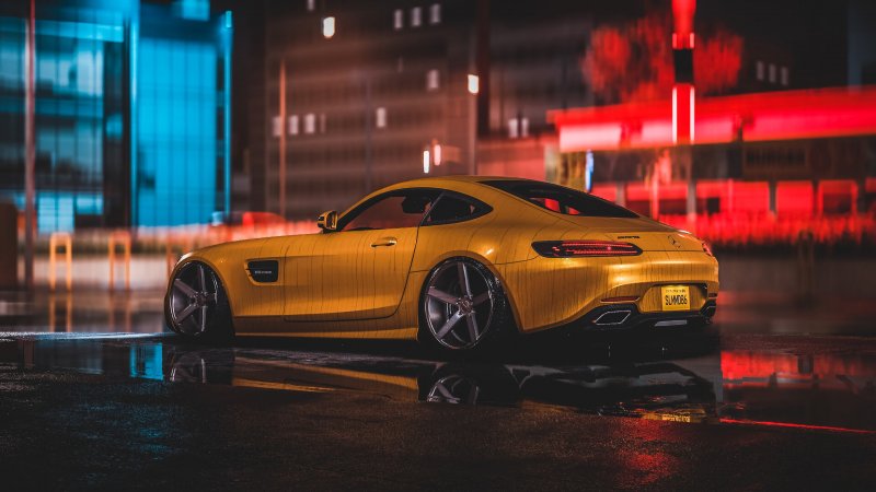 Mercedes AMG gt Yellow 4k