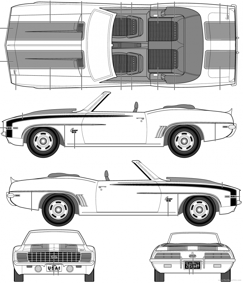 Chevrolet Camaro 1969 чертеж