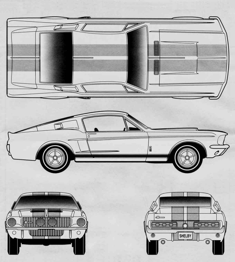 Ford Mustang Shelby gt500 1967 чертеж