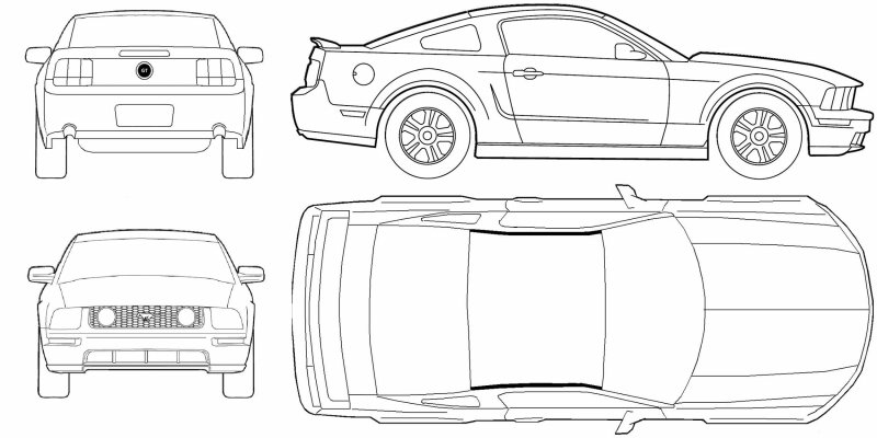Ford Mustang gt 500 чертёж