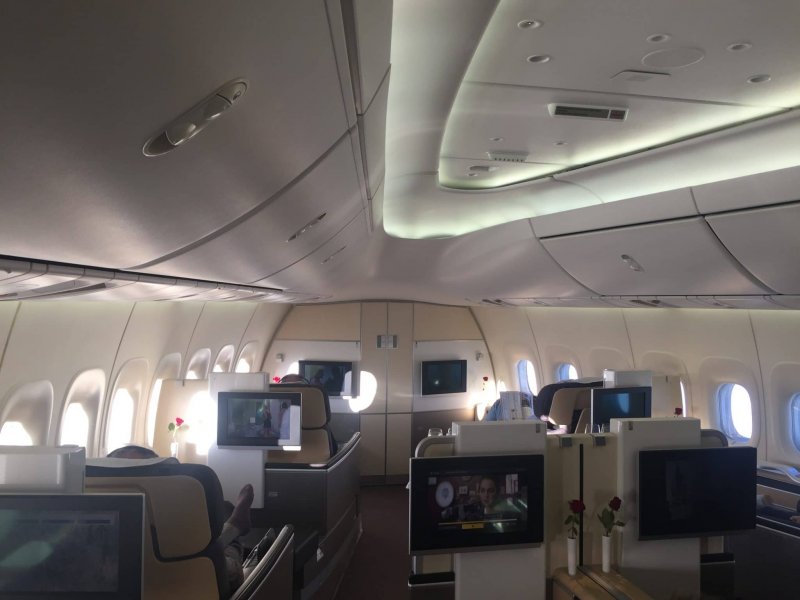 Боинг 747 8 авиакомпании Lufthansa внутри