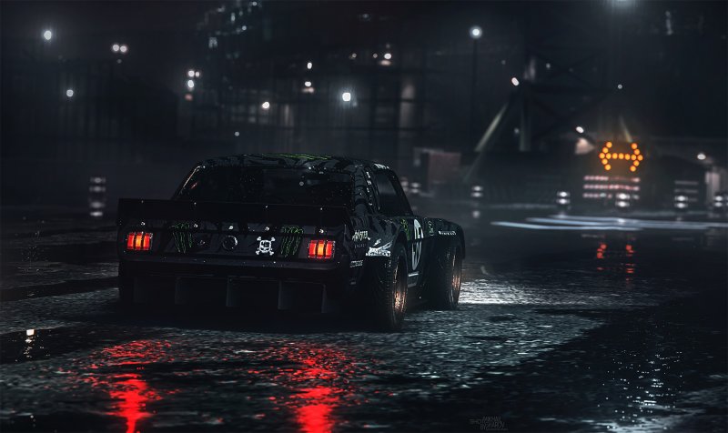 Авто ночью под дождем