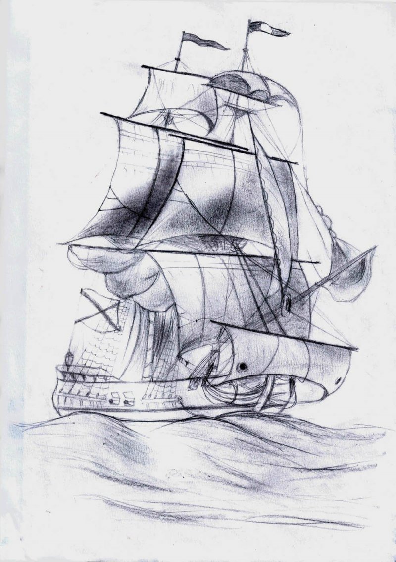 Корабль карандашом