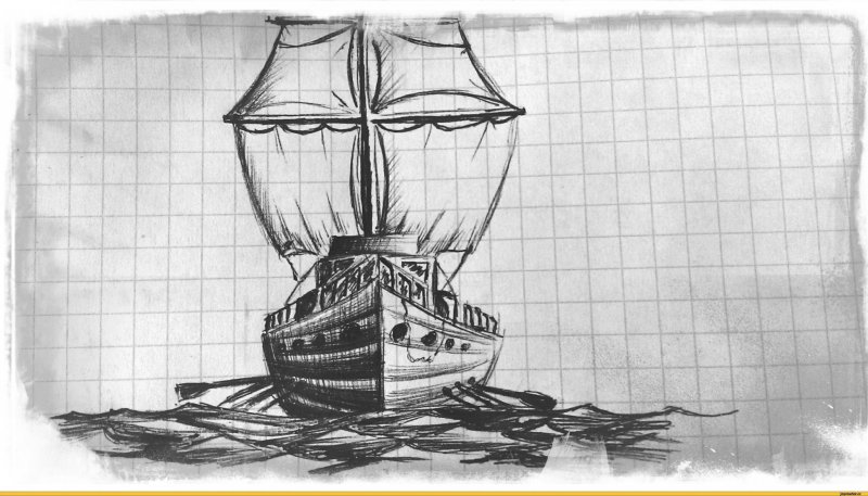 Корабль рисунок карандашом