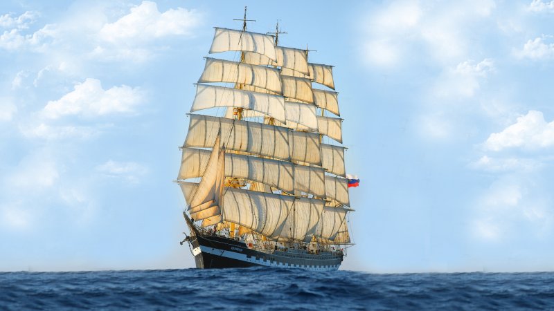 Море корабль Крузенштерна