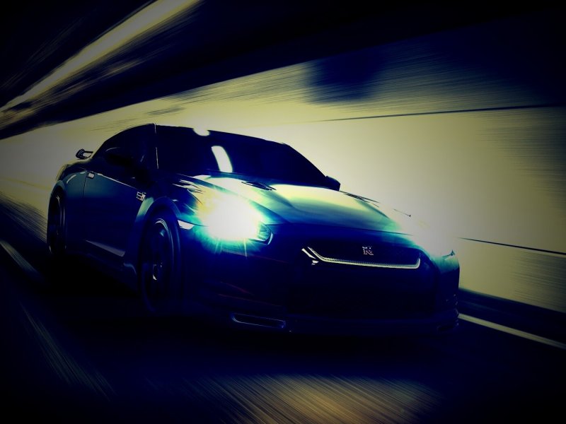 Nissan GTR В темноте