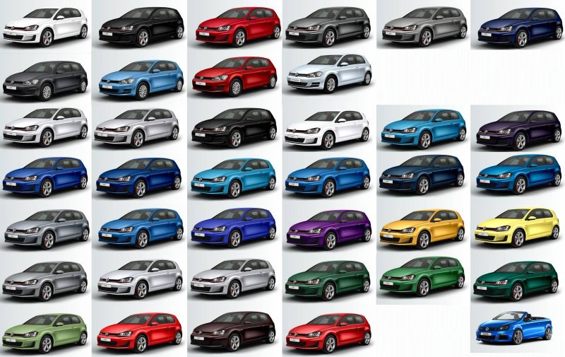 Цветовая палитра VW Golf
