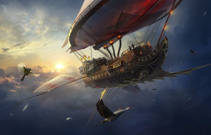 Steampunk Art дирижабль