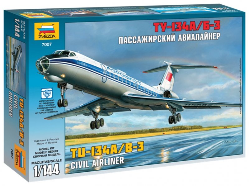Сборная модель zvezda пассажирский авиалайнер ту-134а/б-3 (7007) 1:144