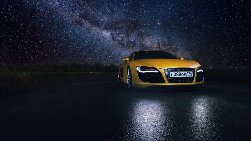 Audi r8 ночью фары
