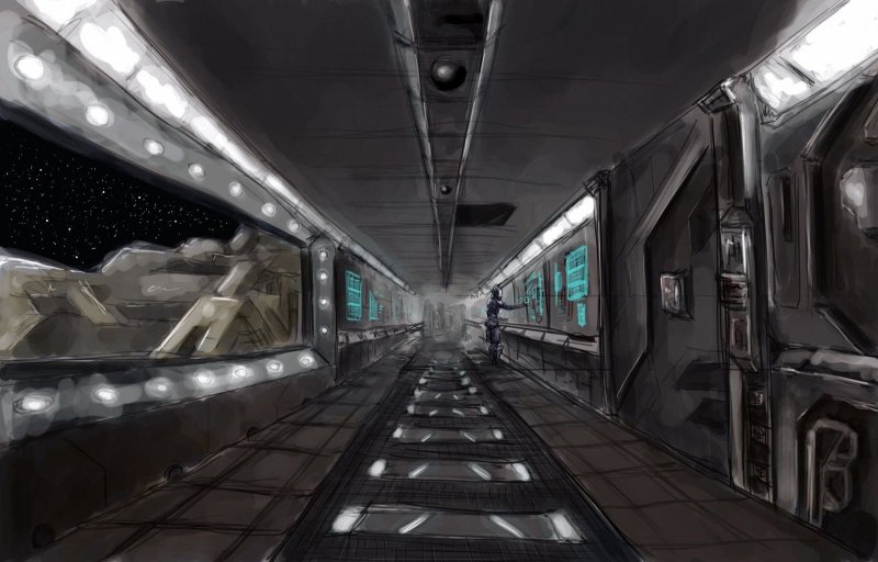 3d коридор космического корабля амонг АС