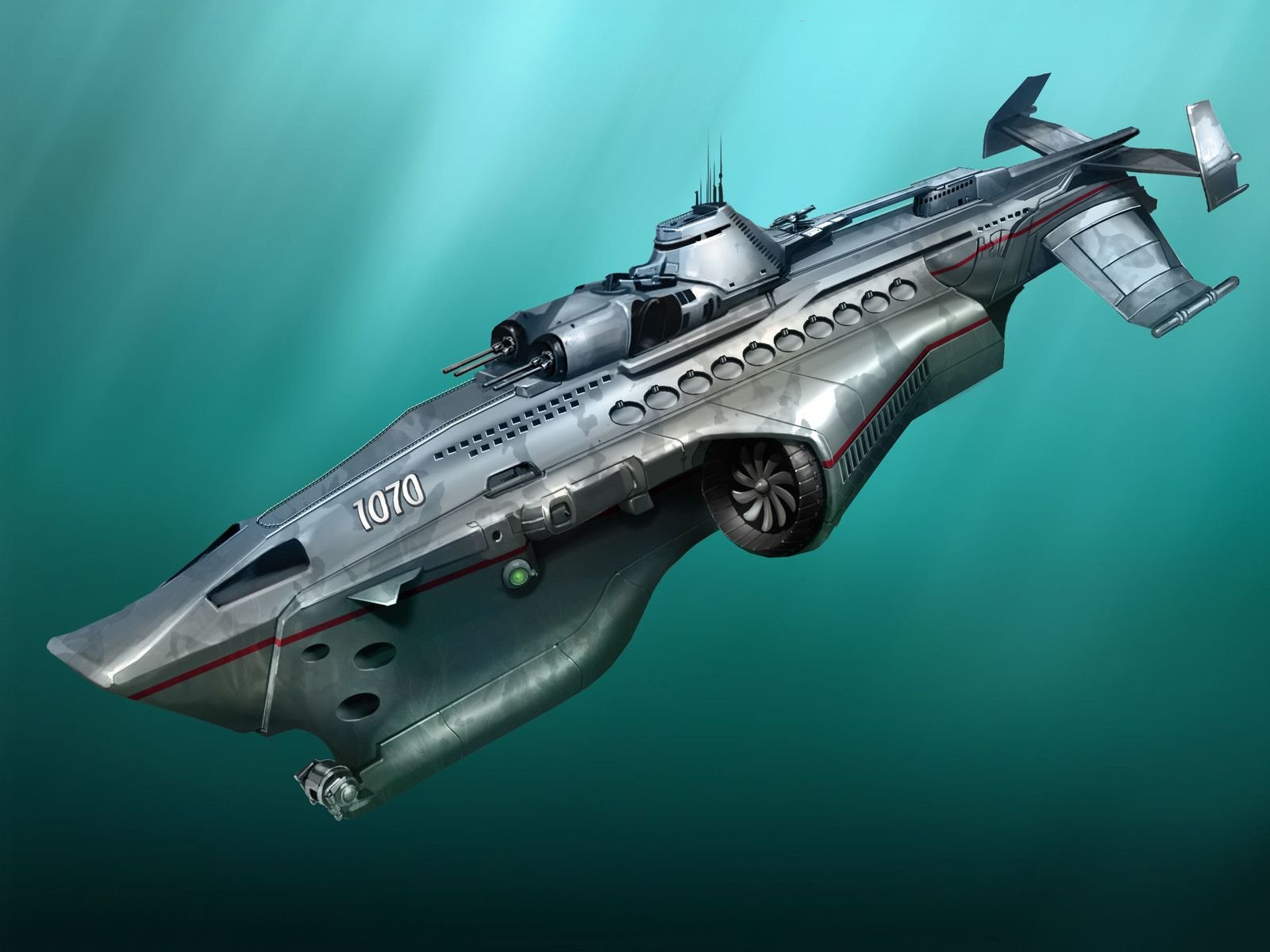 Боевая дизельпанк подводная лодка
