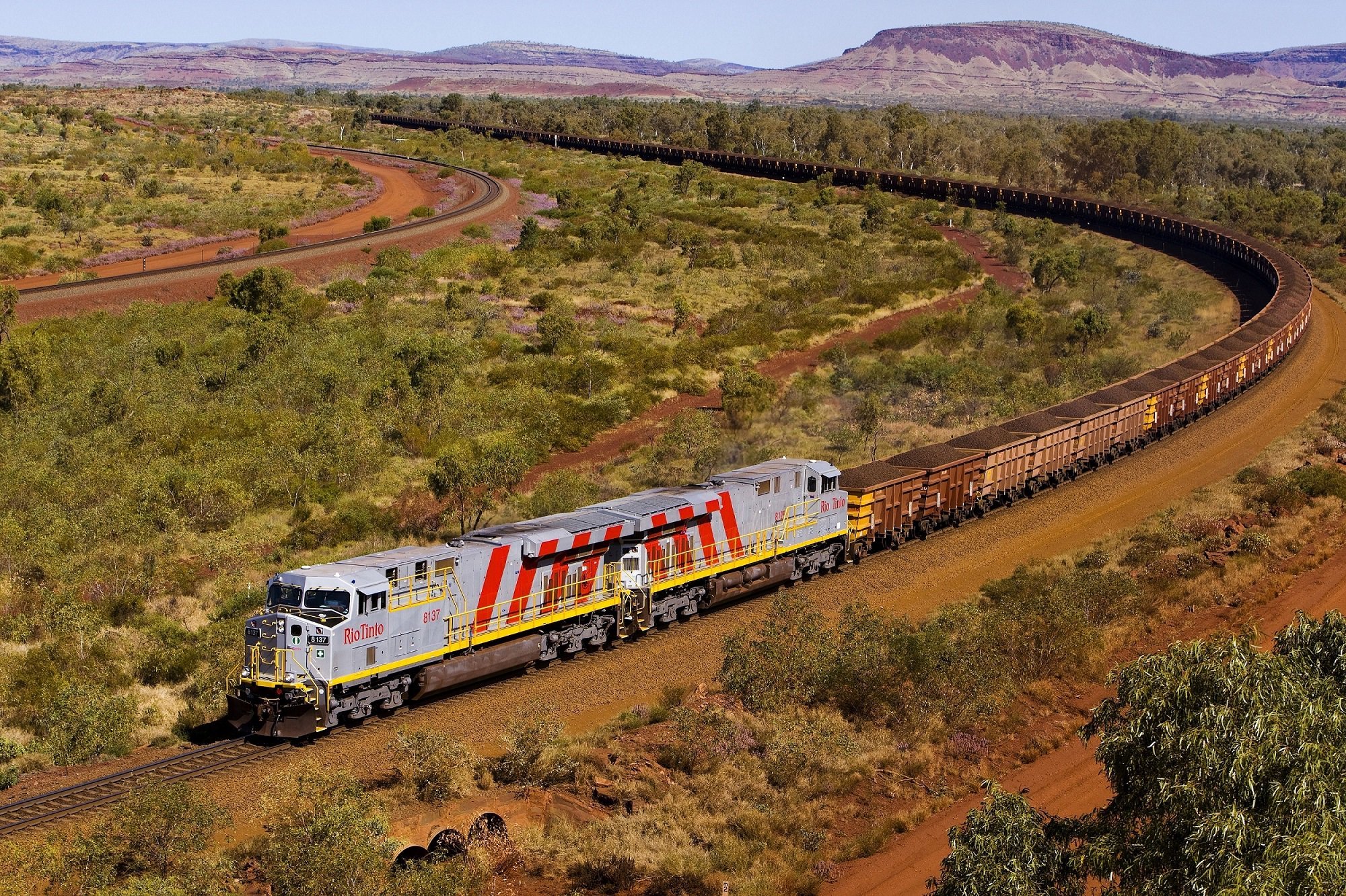 Длинные вагоны поездов. Рио-тинто в Австралии. Самый длинный поезд в мире 682 вагона. Поезд Rio Tinto (Австралия). Поезд горнодобывающей компании BHP Billiton, Австралия.